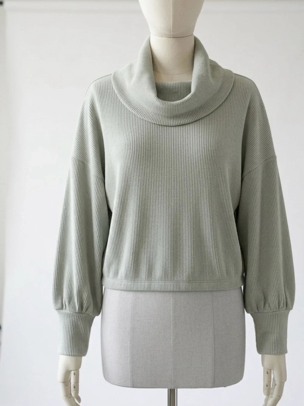 Express Sage Light Gray Cowl Neck Sweater